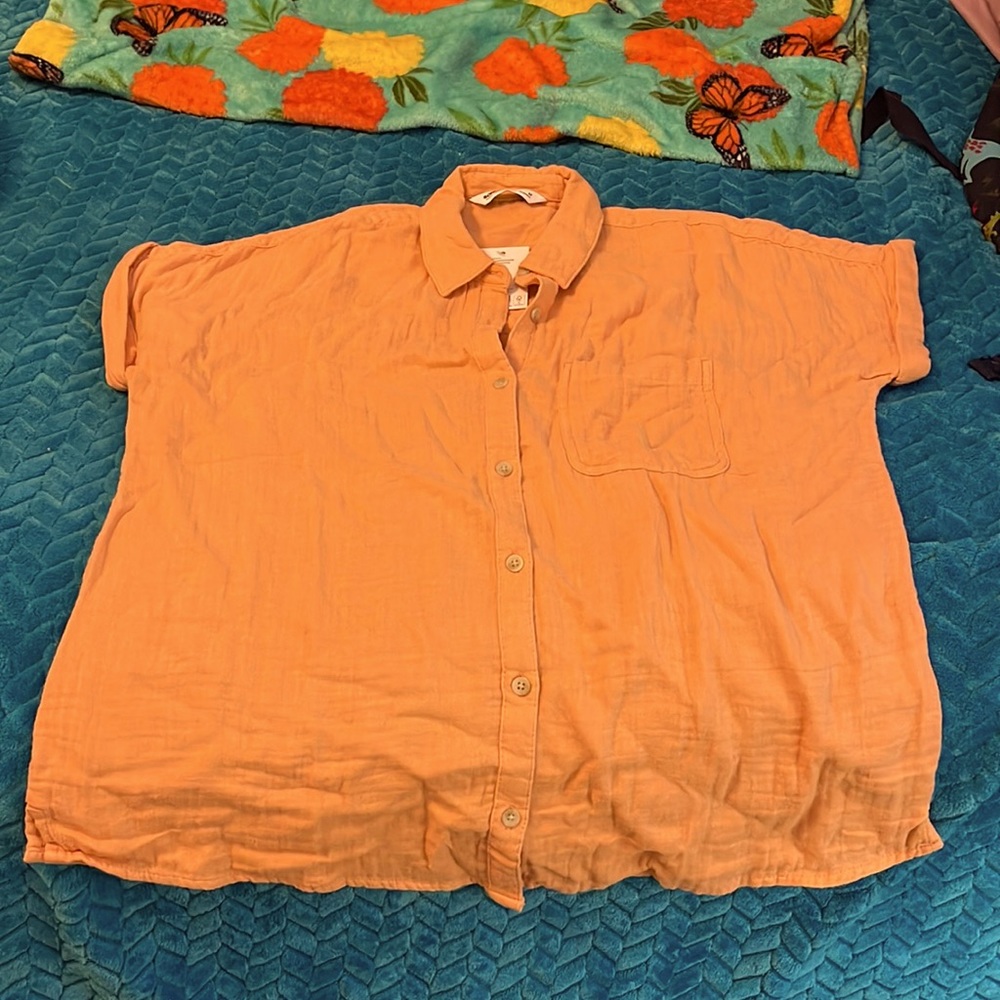 Large women’s cotton tshirt coral peach color